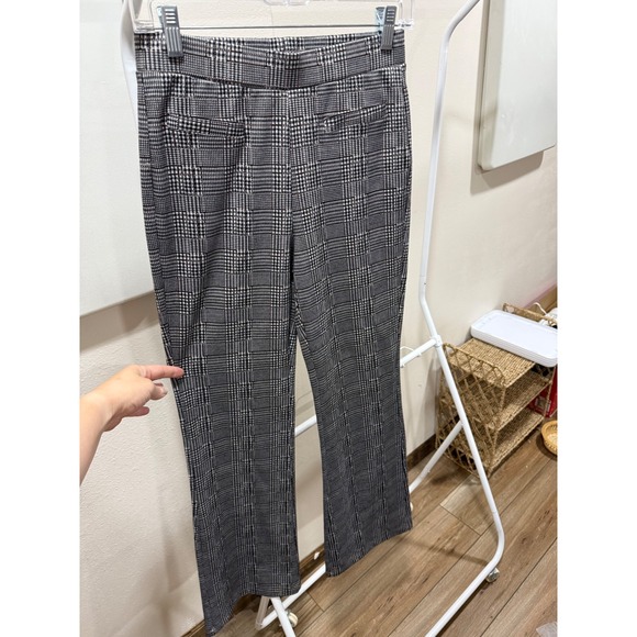 Sincerely Jules Pants - Sincerely Jules Womens Glen Plaid High Rise Pull On Flare Pants Black Brown M
